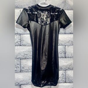 Kitten by Allure Lingerie Black Lace Wet Look Dress OS